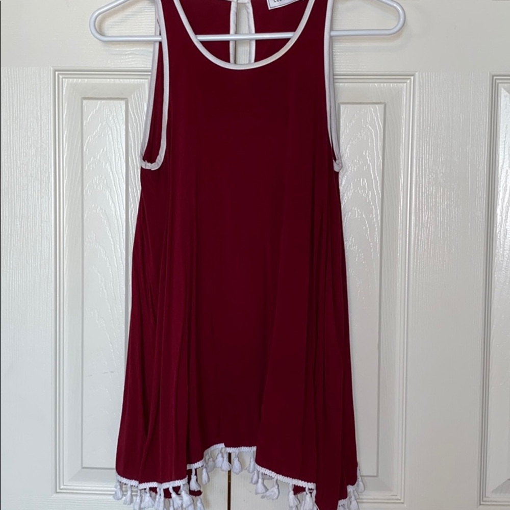 Crimson and white women’s tank top
